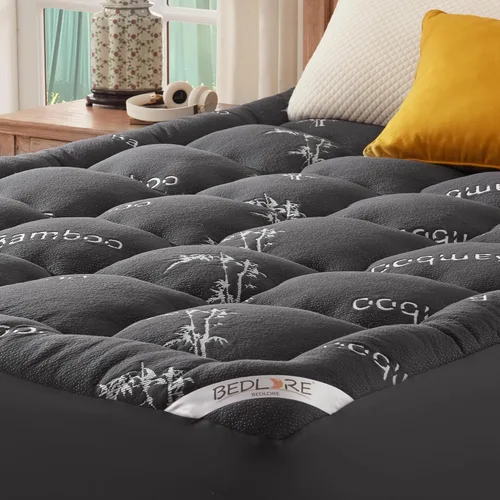 BEDLORE - Cubrecolchón de viscosa derivada del bambú, almohadilla gruesa con esquinas elásticas de 6 a 18 pulgadas, suave, para aliviar el dolor de