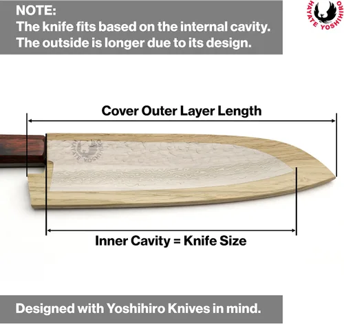 Miniatura 8 de Yoshihiro Protector magnético de hoja de madera de roble Saya para Santoku (7.087 in)7in