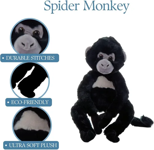 Miniatura 9 de The Petting Zoo Peluche de mono araña, regalos para niños, animales del zoológico Wild Onez, juguete de peluche de mono, 12 pulgadas