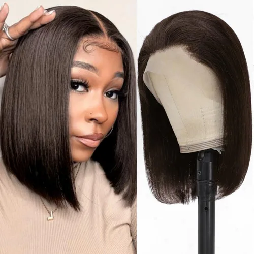 Miniatura 25 de UTIDE Peluca Bob Rubia 613 de Cabello Humano Pelucas Cortas de Cabello Humano 8 Pulgadas Peluca Frontal de Encaje 613 Cabello Humano Pre Arrancado