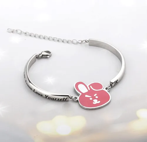 Miniatura 4 de Love Yourself Pulsera Kpop Star Charm Pulsera de doble bucle regalo inspirador para amantes de la música, regalo de joyería para niñas fanáticos