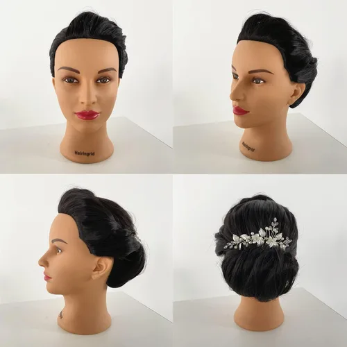 Miniatura 5 de Hairingrid Cabeza de maniquí de 26 a 28 pulgadas, para entrenamiento de peinado, cosmetología, cabeza de muñeca, pelo de fibra sintética y soporte