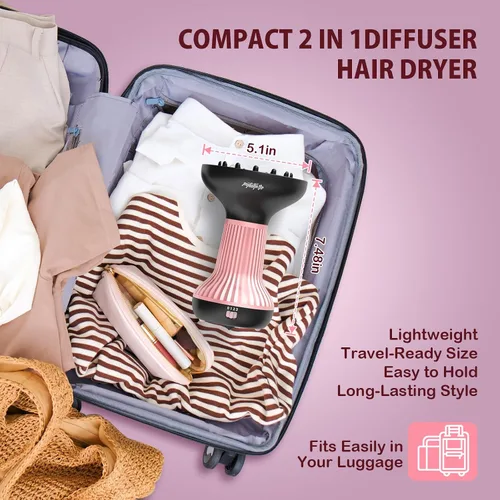 Miniatura 6 de WUFAYHD Secador de pelo difusor para cabello rizado: Difusor profesional 2 en 1 y secadores de pelo con tecnología iónica y cerámica para cabello