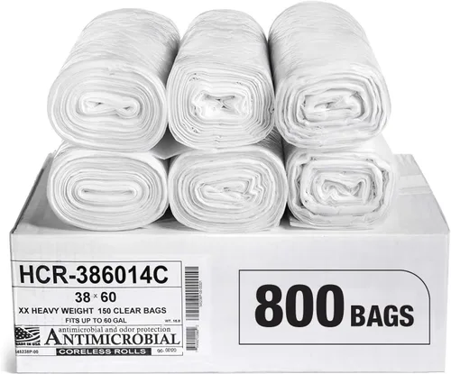 Miniatura 40 de Aluf Plastics Bolsas de basura de alta densidad, 10 galones, 1000 unidades, 6 micrones (eq), 24" x 24", transparentes, para baño, oficina