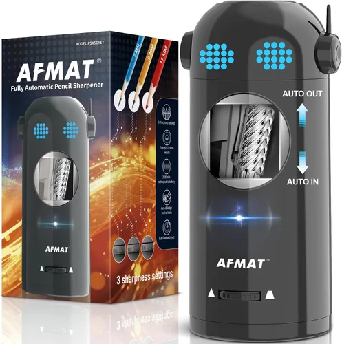 Miniatura 7 de AFMAT - Sacapuntas eléctrico para lápices de colores, sacapuntas completamente automáticos para lápices de 7-11.5 mm, sacapuntas de robot para Azul