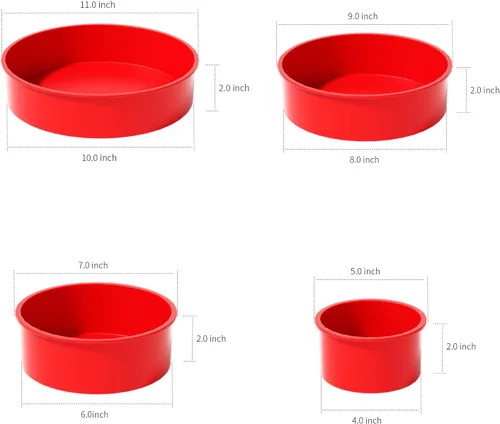 Miniatura 9 de saphe 4 paquetes de moldes de silicona para pasteles, moldes redondos de silicona antiadherentes para hornear, juegos de utensilios de silicona