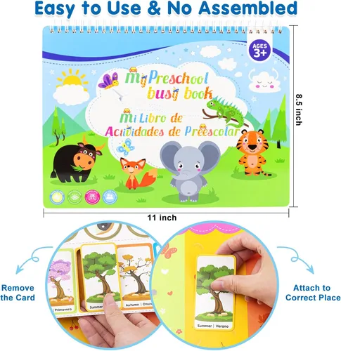 Miniatura 4 de Ayyomo Libros ocupados en español e inglés para niños pequeños, libro de actividades preescolares bilingües para niños de 3, 4, 5 años, rellenos