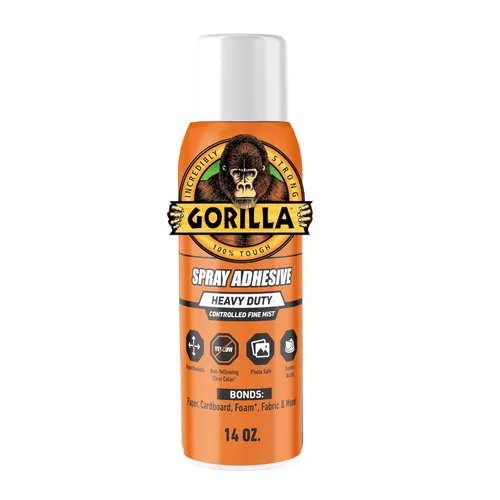 Gorilla Adhesivo en aerosol resistente, pegamento transparente, 14 onzas (paquete de 1), multiusos con boquilla cómoda para interiores o exteriores