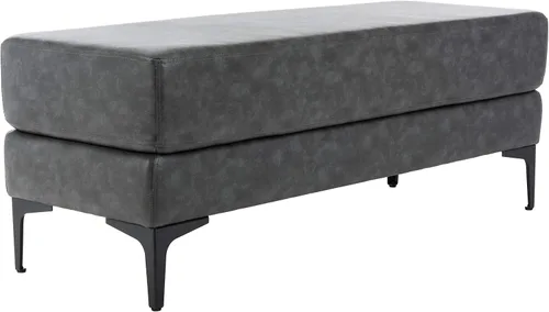 Safavieh Home Elise - Banco rectangular de piel sintética gris y negro de 48 pulgadas