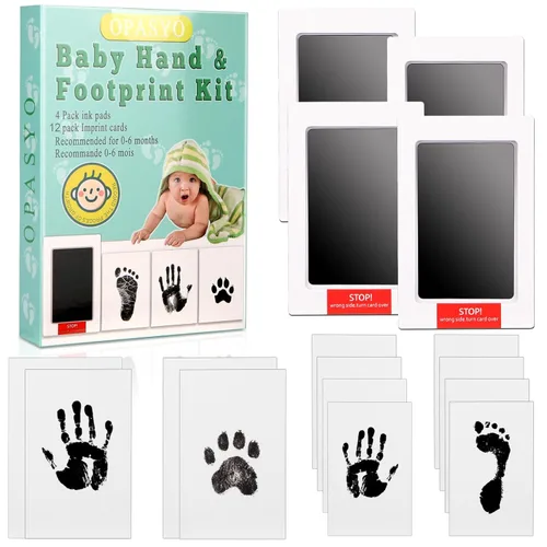 Miniatura 8 de OPASYO Paquete de 4 kits de huellas de bebé y kit de huellas de perro, kit de manos y huellas sin tinta para recién nacidos, mascotas, almohadilla