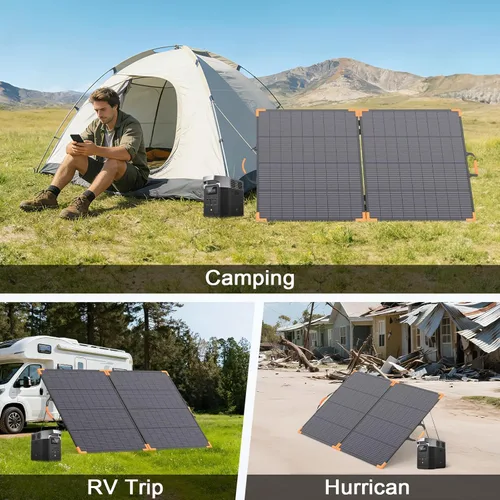 Miniatura 2 de Panel solar portátil bifacial de 200 vatios, cargador solar plegable de 20 V para estación de energía, IP68 impermeable, 23.5% de alta eficiencia