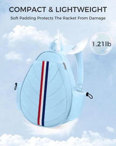 Miniatura 5 de Bolsa de tenis, mochila de tenis resistente al agua para mujeres y hombres, diseño de bandolera acolchada para tenis, pickleball, raquetas de Azul