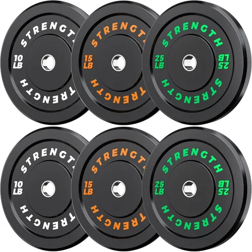 Juego de Pesas Olímpicas de Parachoques de Goma - Placas de Barra de 2 Pulgadas para Entrenamiento de Fuerza en Gimnasio Casero