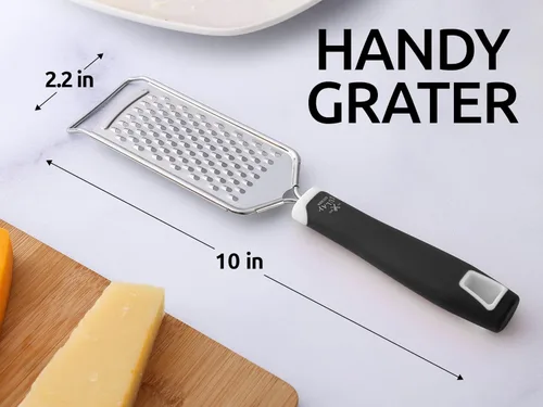 Miniatura 4 de Zulay Kitchen Rallador profesional de queso de acero inoxidable – Rallador de limón de metal duradero a prueba de óxido con mango – Rallador plano