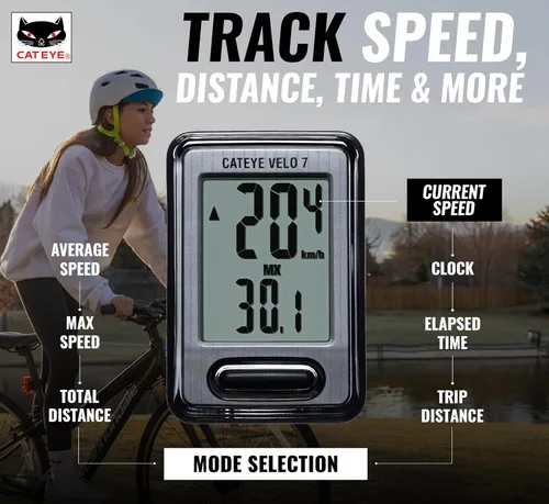 Miniatura 2 de CATEYE Computadora de bicicleta con cable - Velocímetro y odómetro de nivel básico, perfecto para ciclistas principiantes, arranque y parada