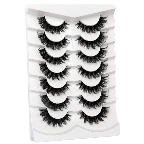 Miniatura 289 de Pooplunch - Pestañas postizas finas de visón sintético, estilo ojo de gato, naturales, cruzadas, tipo racimo, efecto 8D de volumen, tiras