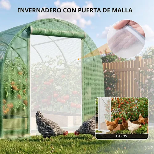 Miniatura 4 de Invernaderos de 10×7×7 pies para exteriores de alta resistencia, grandes invernaderos de entrada para exteriores con 6 ventanas de malla ventilada