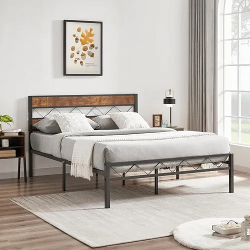 Miniatura 9 de VECELO Base de cama tamaño individual con cabecero, plataforma resistente con soporte de listones de metal, no necesita somier, fácil montaje, negro