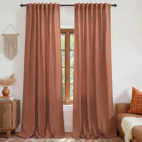 Miniatura 78 de KOUFALL Cortinas de lino azul marino de 84 pulgadas de largo, cortinas transparentes azul oscuro para sala de estar y dormitorio, medianoche