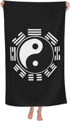 Toalla de playa de taoísmo Zen Tai Chi Yin Yang - Toalla de baño absorbente de gran tamaño, súper 32 x 52 pulgadas