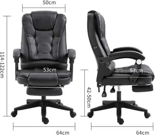 Miniatura 2 de Leather Desk Gaming Chair with Footrest 7-Point Massage Double seat Cushion Ergonomic High Backrest Office Computer Chairs for Workspace Conference