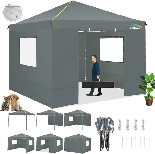 Miniatura 11 de COBIZI Toldo desplegable de 10 x 10 pies con 4 paredes laterales, toldo fácil de instalar para eventos, deportes, playa, fiestas, toldos de fiesta