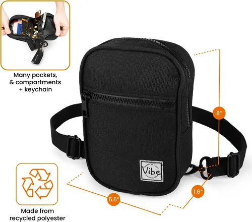 Miniatura 2 de Vibe Festival Gear Bolso bandolera pequeño para mujeres y hombres, 5 en 1, multiuso de (rPET), bolsa de cinturón de poliéster reciclado, mochila