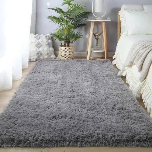 Miniatura 39 de Alfombras para dormitorio de niñas sala de estar: alfombra de área peluda de 5 x 7 para sala de juegos de niños, alfombra peluda de felpa pastel