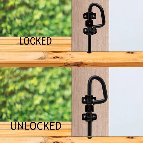 Miniatura 4 de Pernos de barril de bloqueo de resorte estilo bucle, herrajes para cobertizos, puertas, puertas de granero, ventana de madera, gallineros negros, 1