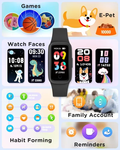 Miniatura 8 de BIGGERFIVE Vigor 3 - Reloj de seguimiento de actividad física para niños, pantalla AMOLED, no necesita aplicación, no necesita teléfono, resistente