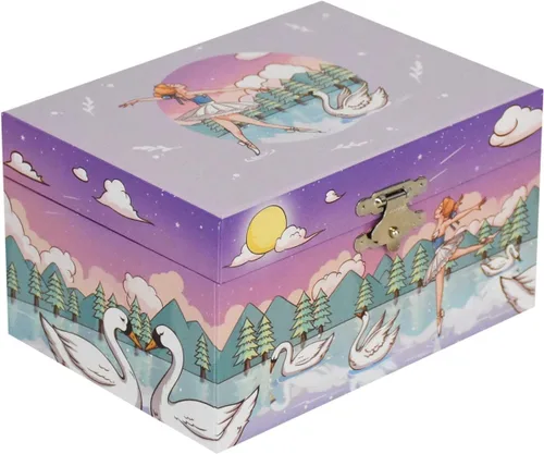 Miniatura 3 de LAxury Joyero musical de 5 pulgadas, diseño de cisne y bailarina, caja de joyería para niños, caja de joyería de bailarina, cajas de joyería