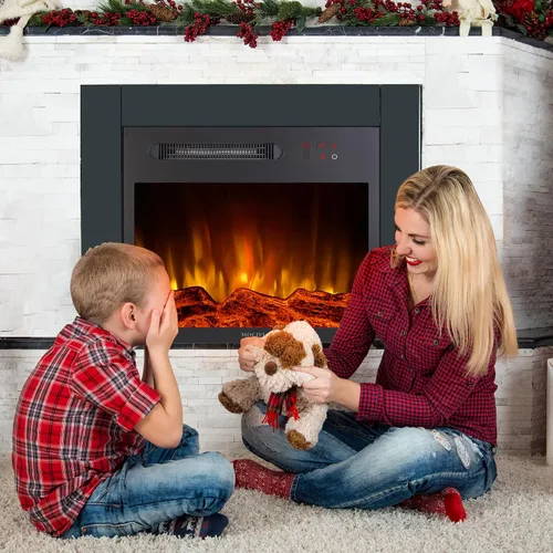 Miniatura 2 de Calentador eléctrico integrado de 23 pulgadas, chimenea independiente empotrada, control remoto, pantalla táctil, velocidad de brillo de llama