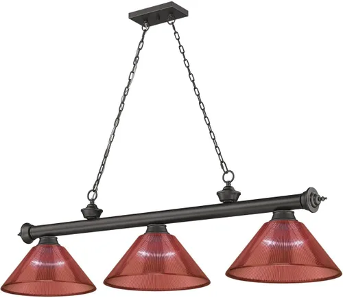Miniatura 9 de Z-Lite 2306-3BP-PRD - Colgante de billar con cordón, 3 luces, 180 vatios totales, chapado en bronce