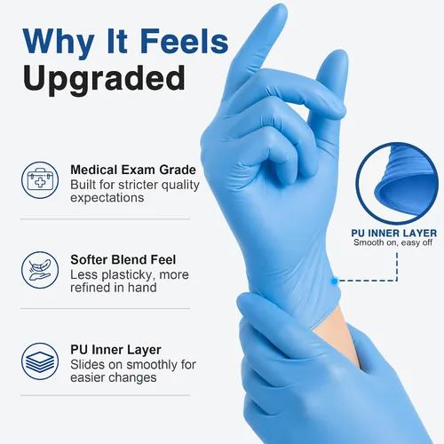 Miniatura 5 de Schneider Blue Vinyl Synthetic Exam Gloves, Case of 1000, 4-mil, Powder-Free, Latex-Free, Non-Sterile, Disposable Gloves