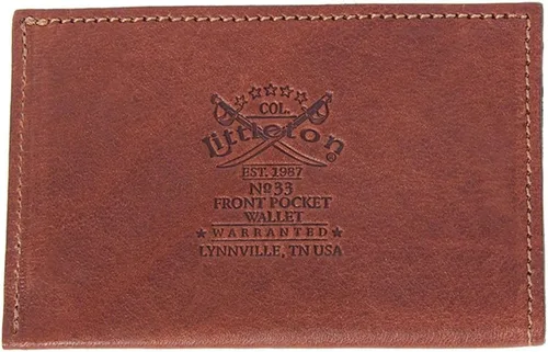 Miniatura 6 de Col. Littleton Cartera de piel de grano completo No.33 con bolsillo frontal para tarjetas, fabricada en Estados Unidos, Marrón, Vintage