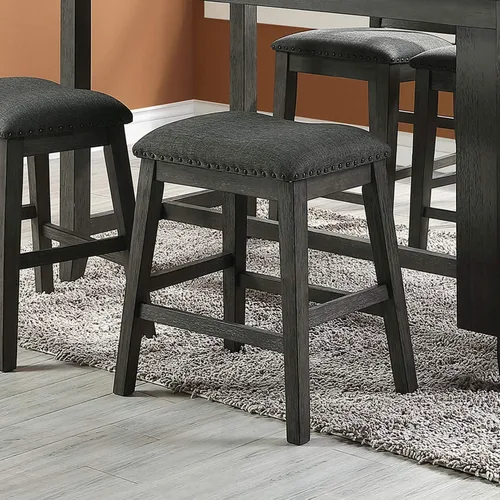 Miniatura 2 de simple relax Taburete acolchado de tela de lino, gris oscuro (juego de 2)