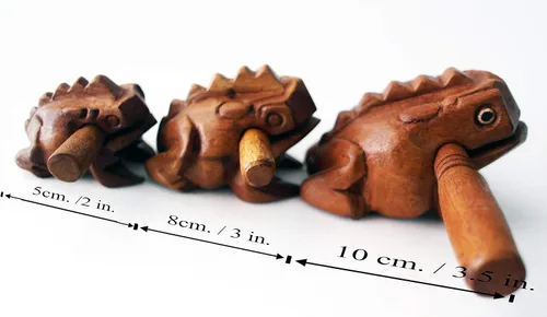 Miniatura 7 de Guiro Instrumentos Musicales de Percusión de Madera 3 Piezas, Set de 3 Ranas Güiro de Madera Natural 10-3.1-2.0 in (Ovillo Regalo de Oveja)