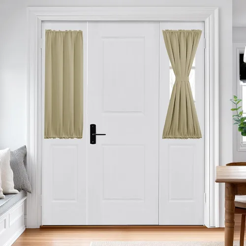 Miniatura 97 de Cortina térmica para puerta con bolsillo para barra, opacas, tratamiento de ventanas con ojales y ojales Deconovo 1 panel