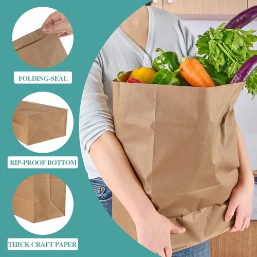 Miniatura 3 de MUCHII Bolsas de Papel Kraft de 57 LB 50 Unidades, Bolsas Grandes de Papel Marrón de Supermercado para Almacenamiento, Compras