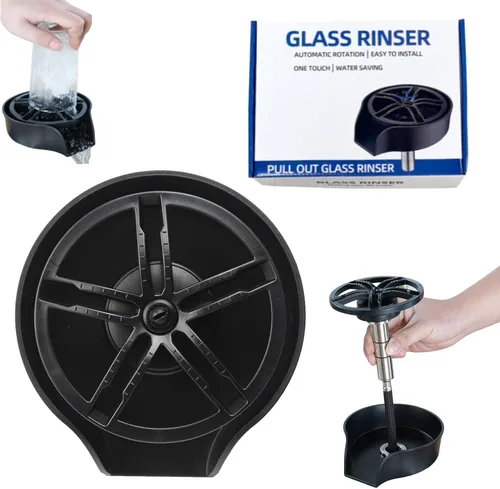 Miniatura 8 de Enjuagadora de vidrio para fregadero de cocina, enjuague de vidrio con rociador extraíble, grifo giratorio de 360°, enjuague de vidrio, limpiador
