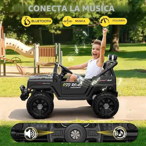 Miniatura 6 de ARBELI Camión de 12 V con control remoto, vehículos eléctricos para niños con música Bluetooth, bocina, 3 velocidades, 4 luces LED, arranque suave