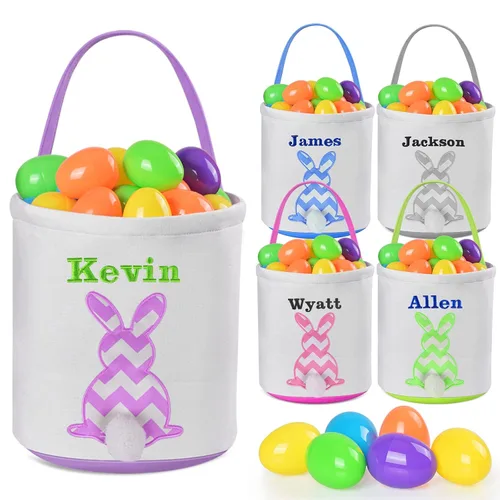 Miniatura 35 de Jocidea - Cesta de Pascua personalizada, paquete de 1 cestas de Pascua personalizadas para niñas y niños, cesta de Pascua personalizada para bebés