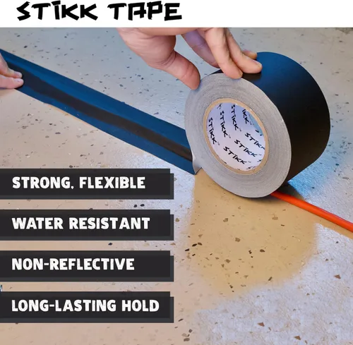 Miniatura 5 de STIKK Cinta adhesiva Gaffer - Cinta negra Gaffer - 3 pulgadas x 55 metros - Cinta adhesiva Pro Gaff para trabajos escénicos - Cinta de injerto