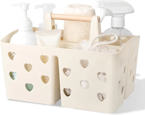 Anyoifax Organizador de Ducha Portátil Cesta de Ducha de Plástico Organizador de Baño Dividido Organizador de Limpieza de Almacenamiento con Asa