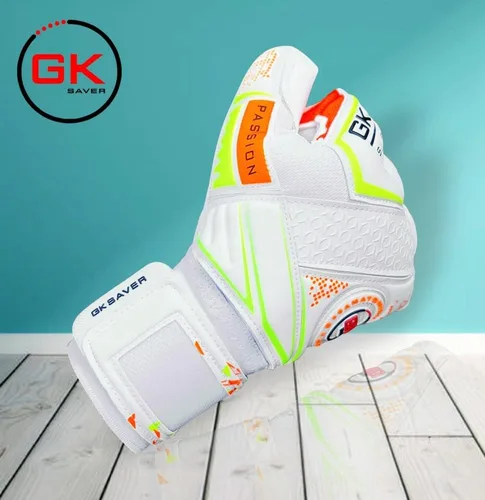 Miniatura 4 de GK Saver Guantes de portero de fútbol Passion Series Guantes de portero profesionales, talla 6 a 11, guantes salvadores extraíbles Blanco
