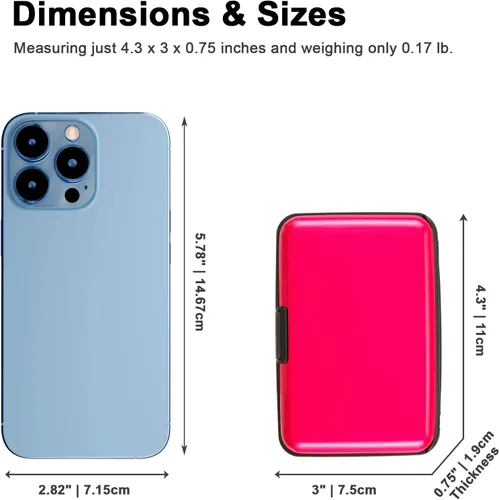 Miniatura 21 de Soporte para tarjetas de crédito, cartera metálica con bloqueo RFID para tarjetas de identificación para mujeres y hombres, funda rígida de aluminio