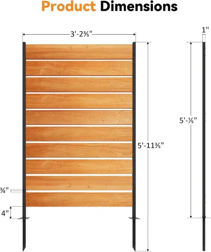 Miniatura 2 de Modern Shade - Pantalla de valla de privacidad de madera de 5' x 3' (1 panel) de madera natural, panel de valla de privacidad al aire libre