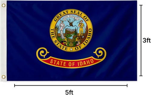 Miniatura 2 de AGAS - Bandera del estado de Idaho de 4 x 6 pies, impresión inversa de una sola capa en la parte posterior, nailon 200D, 100% traspasado, ojales