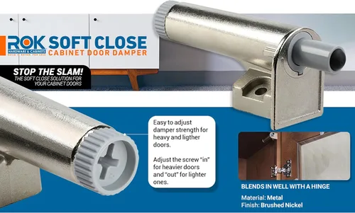 Miniatura 7 de Paquete de 10 herrajes Rok con cierre suave para puertas de gabinete/adaptador de cierre suave de metal, amortiguador, hardware, zinc, bisagra