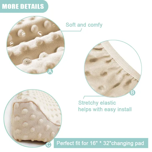 Miniatura 3 de Owlowla Funda para cambiador, sábanas suaves de punto minky para cambiador para bebé niño y niña (crema)